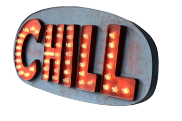 Modern LED Wall Sign Saying Chill Isolated on transparent background