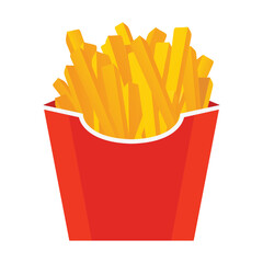 French fries in a takeaway packet flat vector illustration on white background