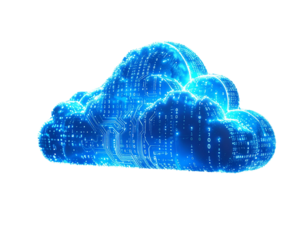A glowing, digital cloud design