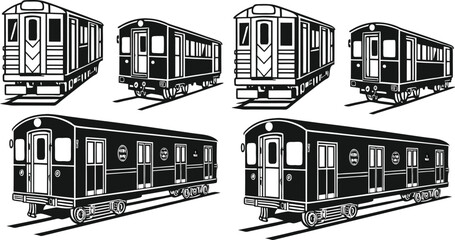 Black Line Metro Icons Set including Flat Subway Train Transport and Railway Symbol Collection with Minimal Metro Icon Group for UI Web Public Transit Travel and Urban City Design Projects