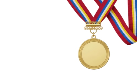Celebrate victory with this golden medal award representing success and achievement, perfect for motivational campaigns and recognition programs
