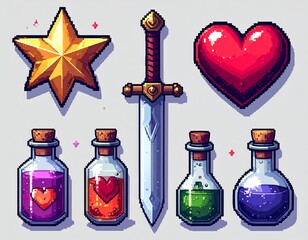 Nostalgic Gaming Pixel Icon Pack PNG