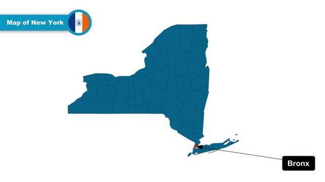 Bronx Map Video, New York map, Political Map of New York, New York USA, with all states, national flag and borders, travel, education, geography, and global studies.