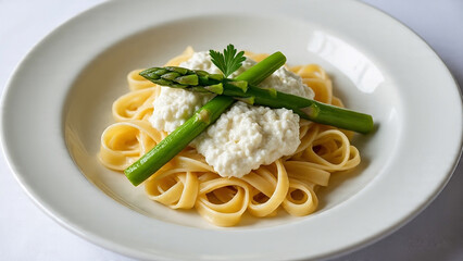Delicious pasta with pesto sauce on a plate
