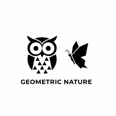 Geometric owl and butterfly vector illustration scalable eps icon for nature design vector