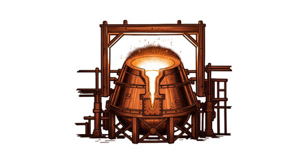 Industrial foundry pouring glowing molten metal, a vivid display of metallurgy process