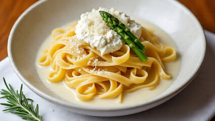 Delicious pasta with pesto sauce on a plate