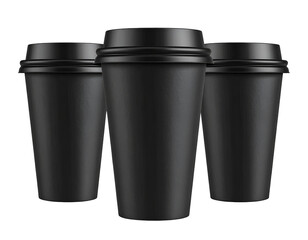 Three black coffee cups