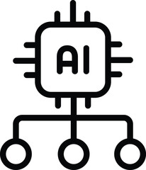 Artificial intelligence ai chip technology digital network circuit board concept icon symbol