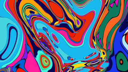 Abstract Psychedelic Brutalism Wave Blob Striped Motion Curves Composition Morphing Amoeba Fluid Shape Background