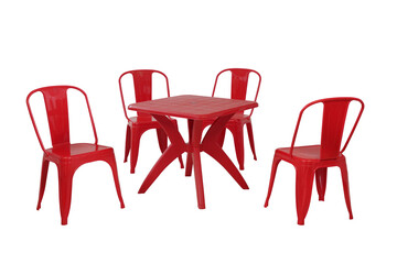 Fototapeta premium red chairs and table