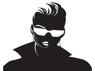 Creative cyberpunk silhouette icon in elegant vector format