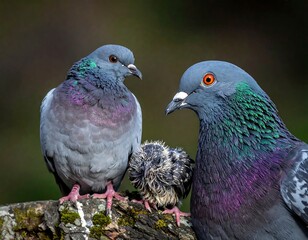 Pigeons with young