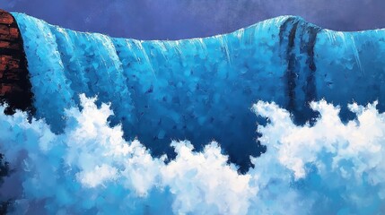 Waterfall creating a foamy rush of white water