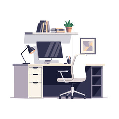 Modern Workspace Illustration A Stylish and Functional Home Office Setup with Minimalist Design