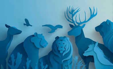 World Animal Day banner featuring animal silhouettes, perfect for promoting wildlife conservation and celebrating the beauty of nature with vibrant design elements.