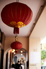 Chinese Lantern being hanged on the ceiling 