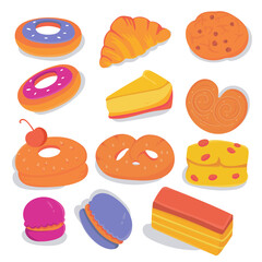 vector illustration of different kinds of sweets
