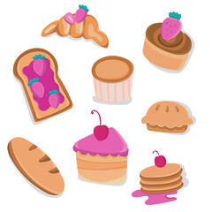 set of different cakes