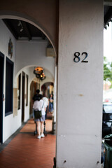 man and woman walking