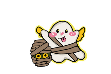 a little ghost  with a MUMMY 