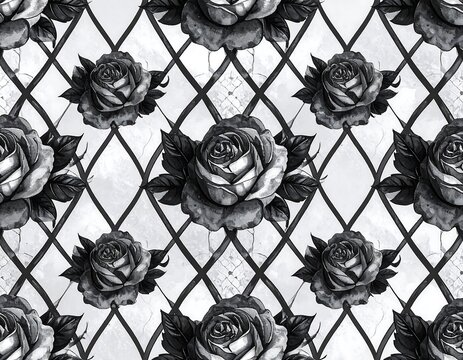 Dark roses in a diamond pattern - Powered by Adobe