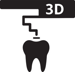 Silhouette of a tooth 3D printing icon, representing modern dental technology and innovation.
