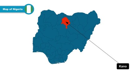 Kano Map Video, Nigeria map, Political Map of Nigeria, with all states, national flag and borders, travel, education, geography, and global studies.