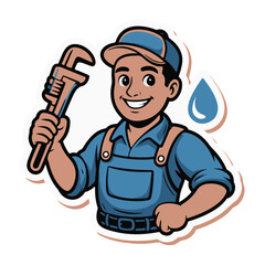 Plumber with wrench vector