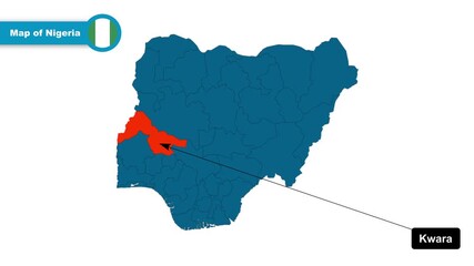 Kwara Map Video, Nigeria map, Political Map of Nigeria, with all states, national flag and borders, travel, education, geography, and global studies.