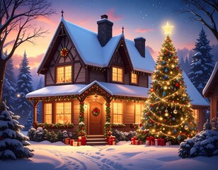 Cozy winter home at Christmas