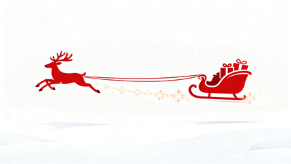 Enchanting Christmas Sleigh Background &ndash; Where Magic Meets Festive Journey: A whimsical scene featuring a vintage wooden sleigh adorned with red ribbons, green garlands, and twinkling fairy lights, pa