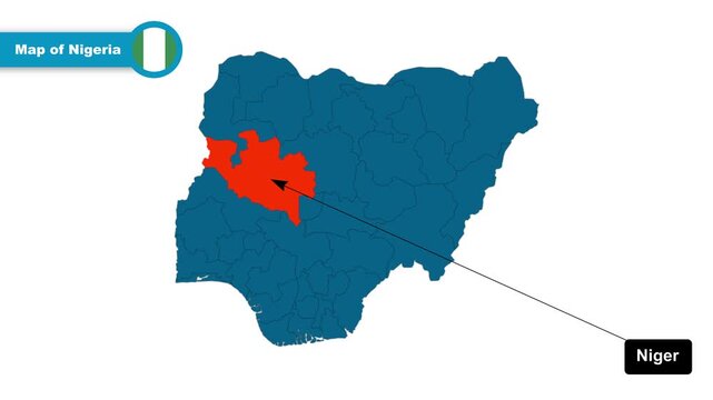 Niger Map Video, Nigeria map, Political Map of Nigeria, with all states, national flag and borders, travel, education, geography, and global studies.