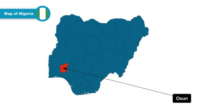 Osun Map Video, Nigeria map, Political Map of Nigeria, with all states, national flag and borders, travel, education, geography, and global studies.