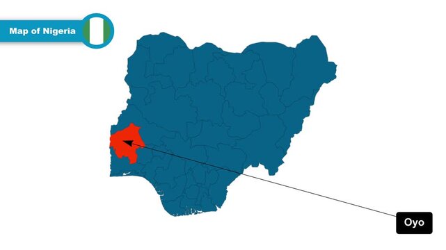 Oyo Map Video, Nigeria map, Political Map of Nigeria, with all states, national flag and borders, travel, education, geography, and global studies.
