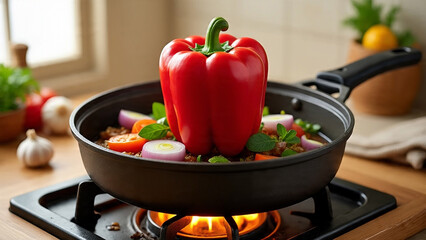 Fresh tomatoes and basil with vegetables in a bowl
