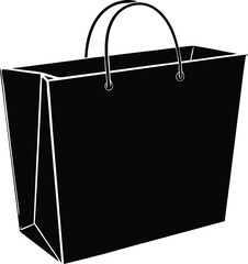shopping bag vector, retail carrier silhouette
