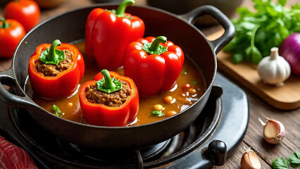 Fresh tomatoes and basil with vegetables in a bowl