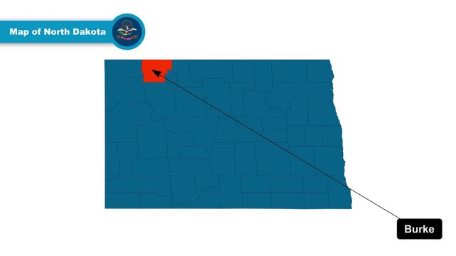 Burke Map Video, North Dakota map, Political Map of North Dakota, North Dakota United States, with all states, national flag and borders, travel, education, geography, and global studies.