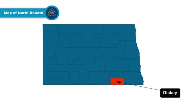 Dickey Map Video, North Dakota map, Political Map of North Dakota, North Dakota United States, with all states, national flag and borders, travel, education, geography, and global studies.