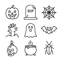 Minimal Halloween Line Icons Set