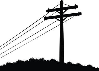telephone pole illustration, power line icon
