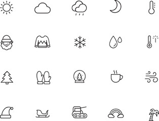 Winter Christmas Editable vector line icon set