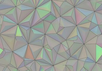 Iridescent geometric pattern composed of multifaceted triangulated surfaces