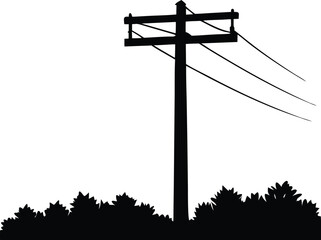 telephone pole illustration, power line icon
