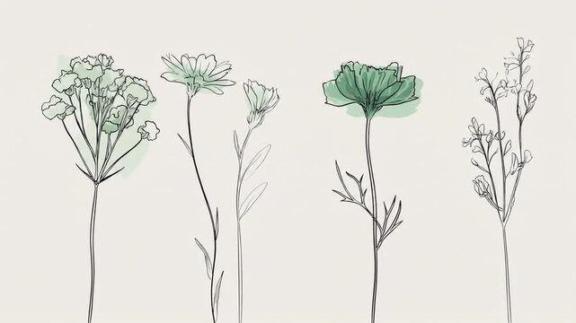 Floral line art illustrations
