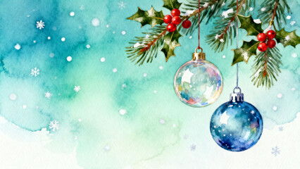 Hand-Painted Christmas Background: Watercolor Strokes of Snow-Capped Pines, Glowing Fireplaces, and Festive Wreaths, Blending Soft Reds, Greens, and Golds for a Whimsical, Artisanal Holiday Vibe