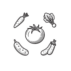 Vegetables vector icons set