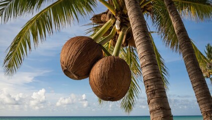 coconuts on a palm tree