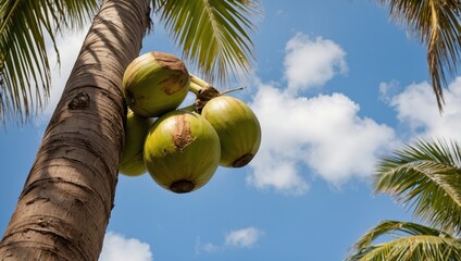 coconuts on a palm tree